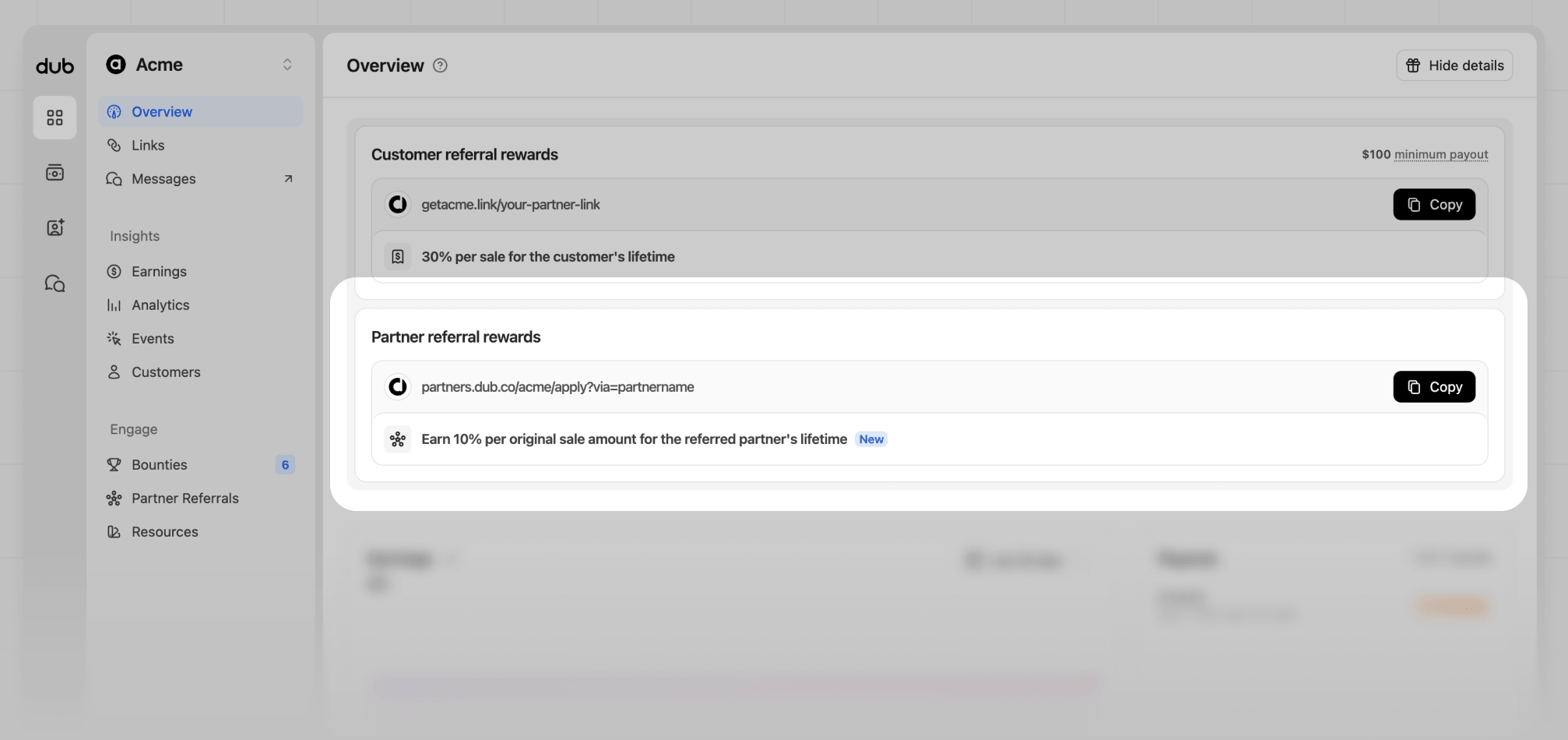 Partner referrals view