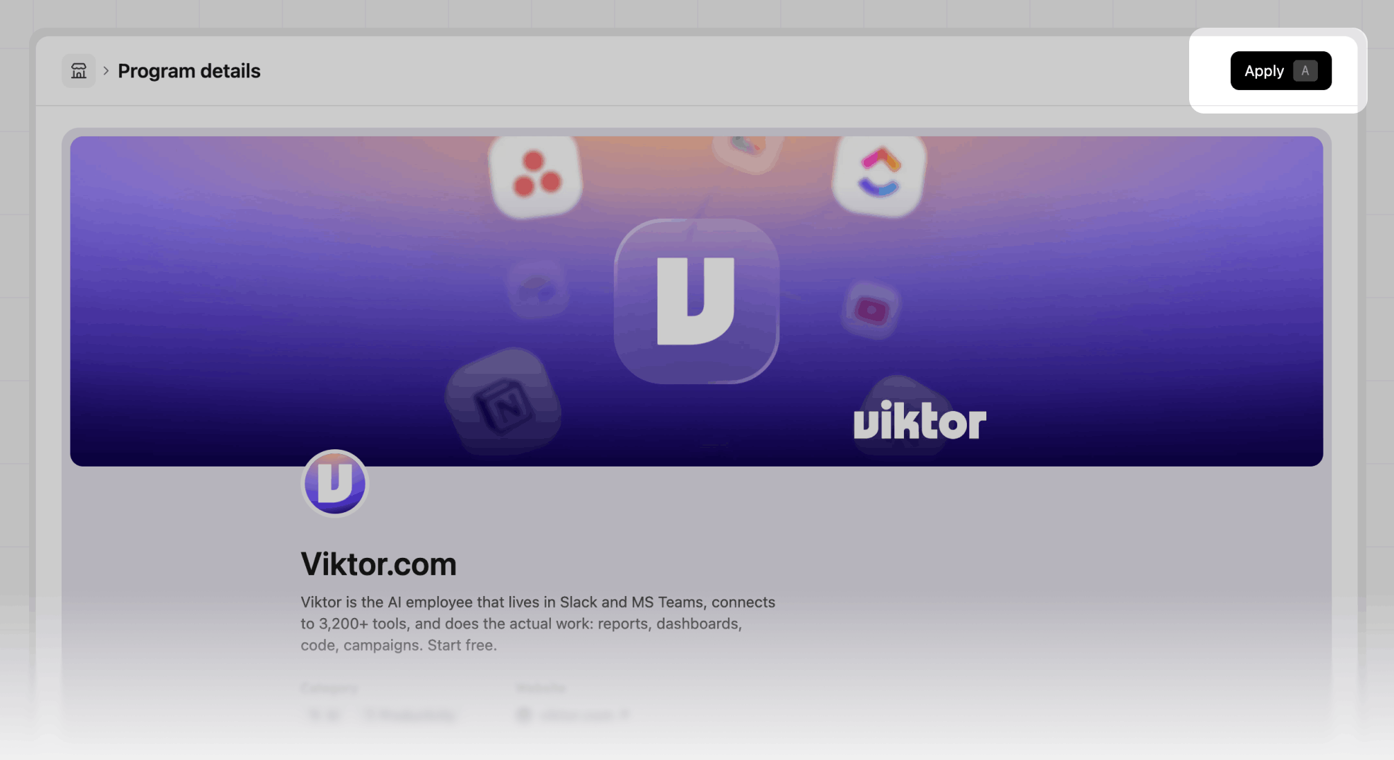 Program apply button