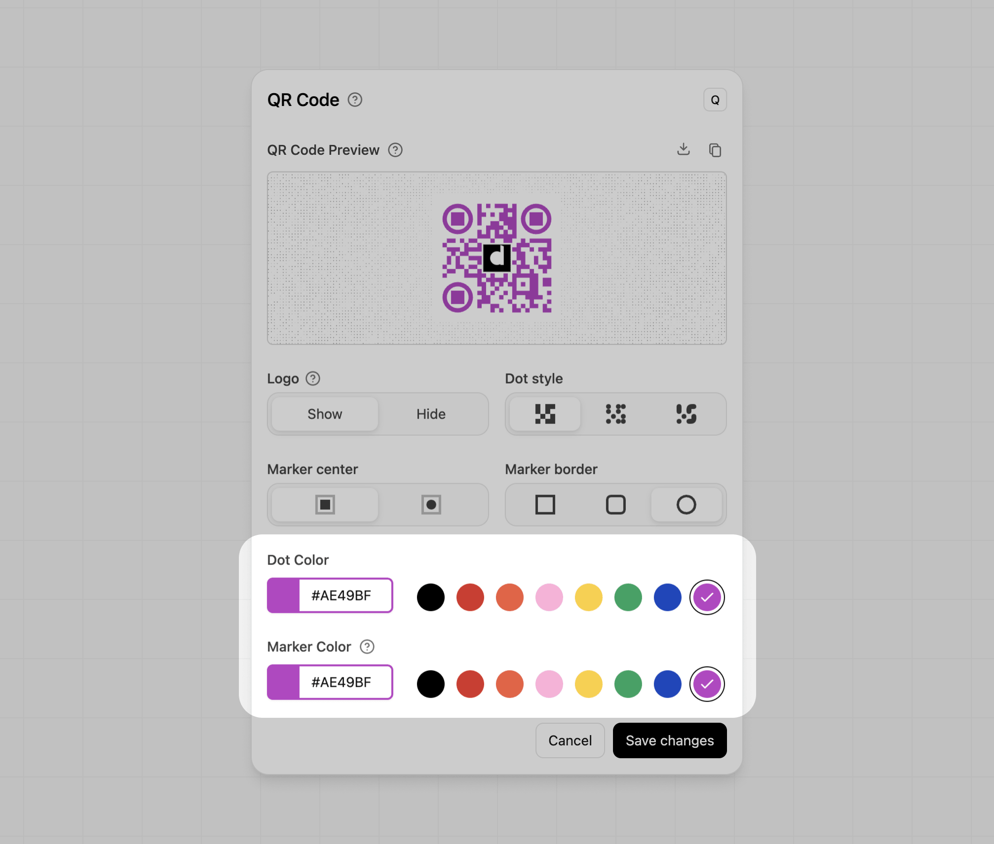 QR code color options