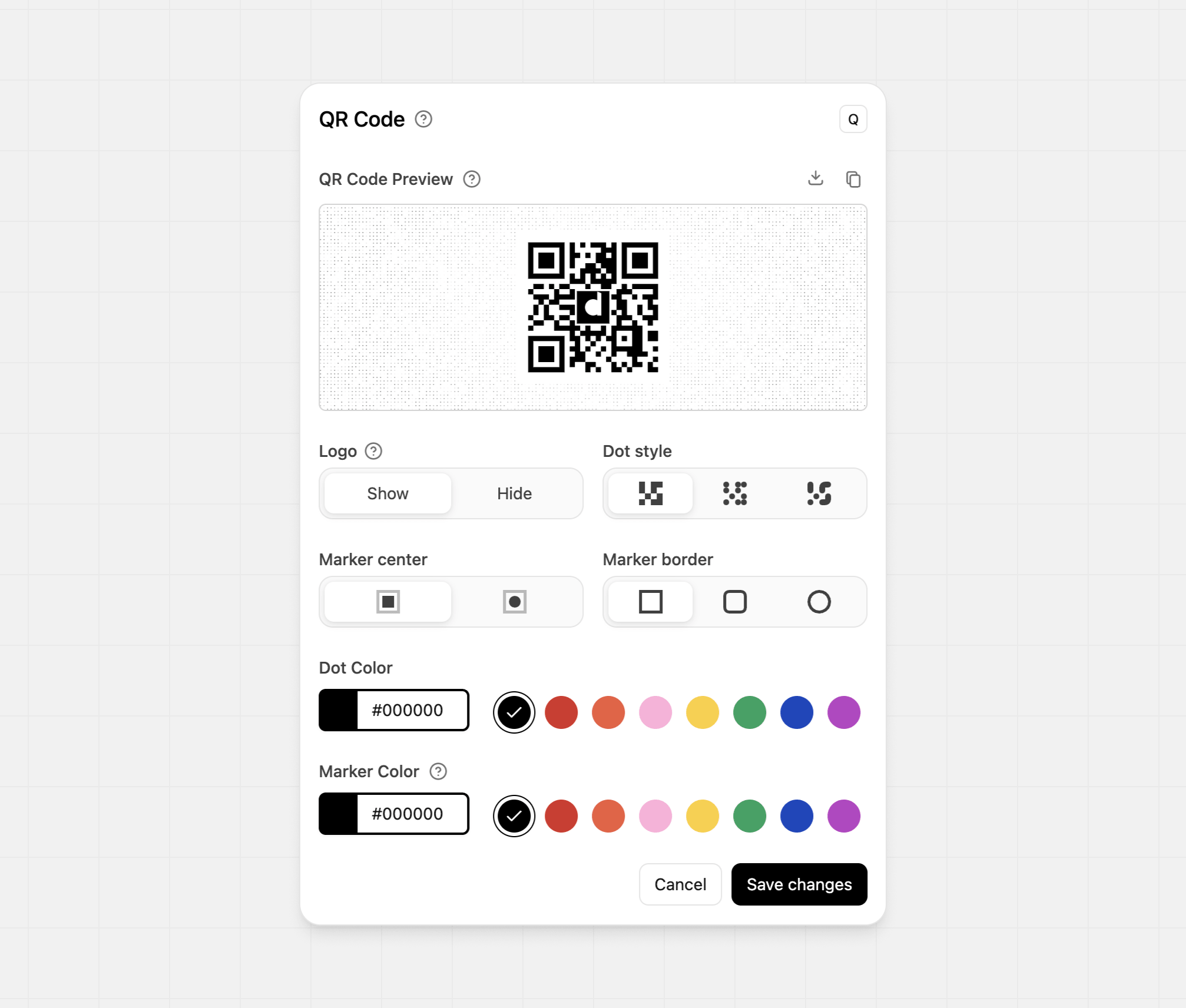 Default QR Code editor