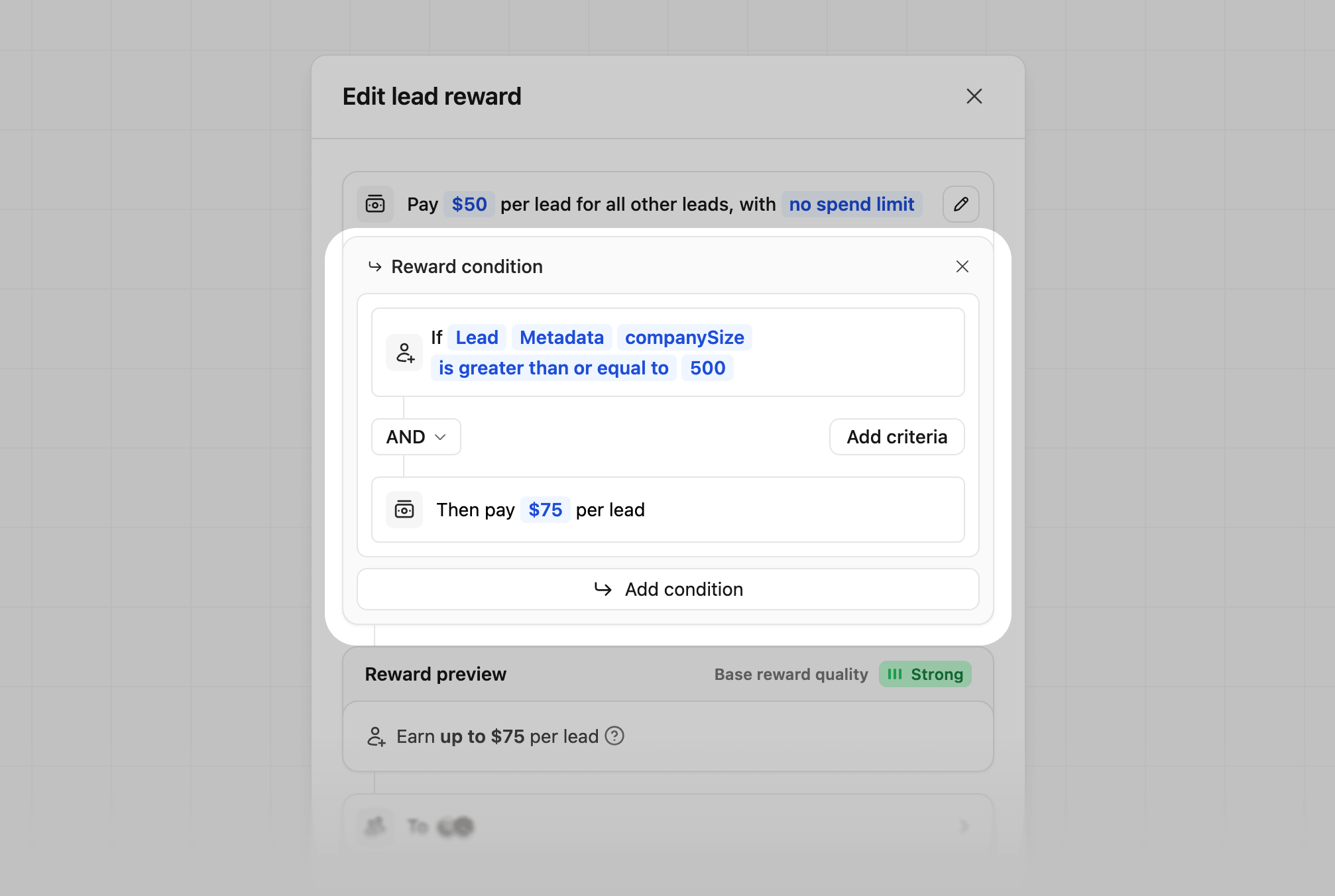 Reward builder metadata lead example