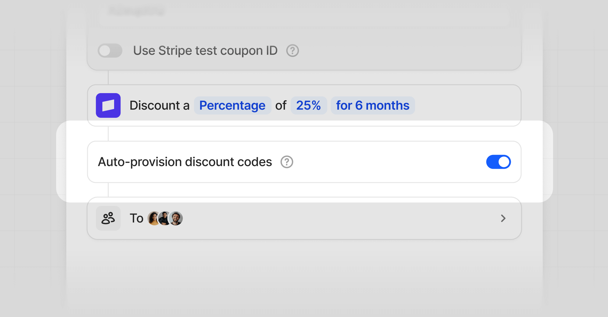 Auto provision discount codes