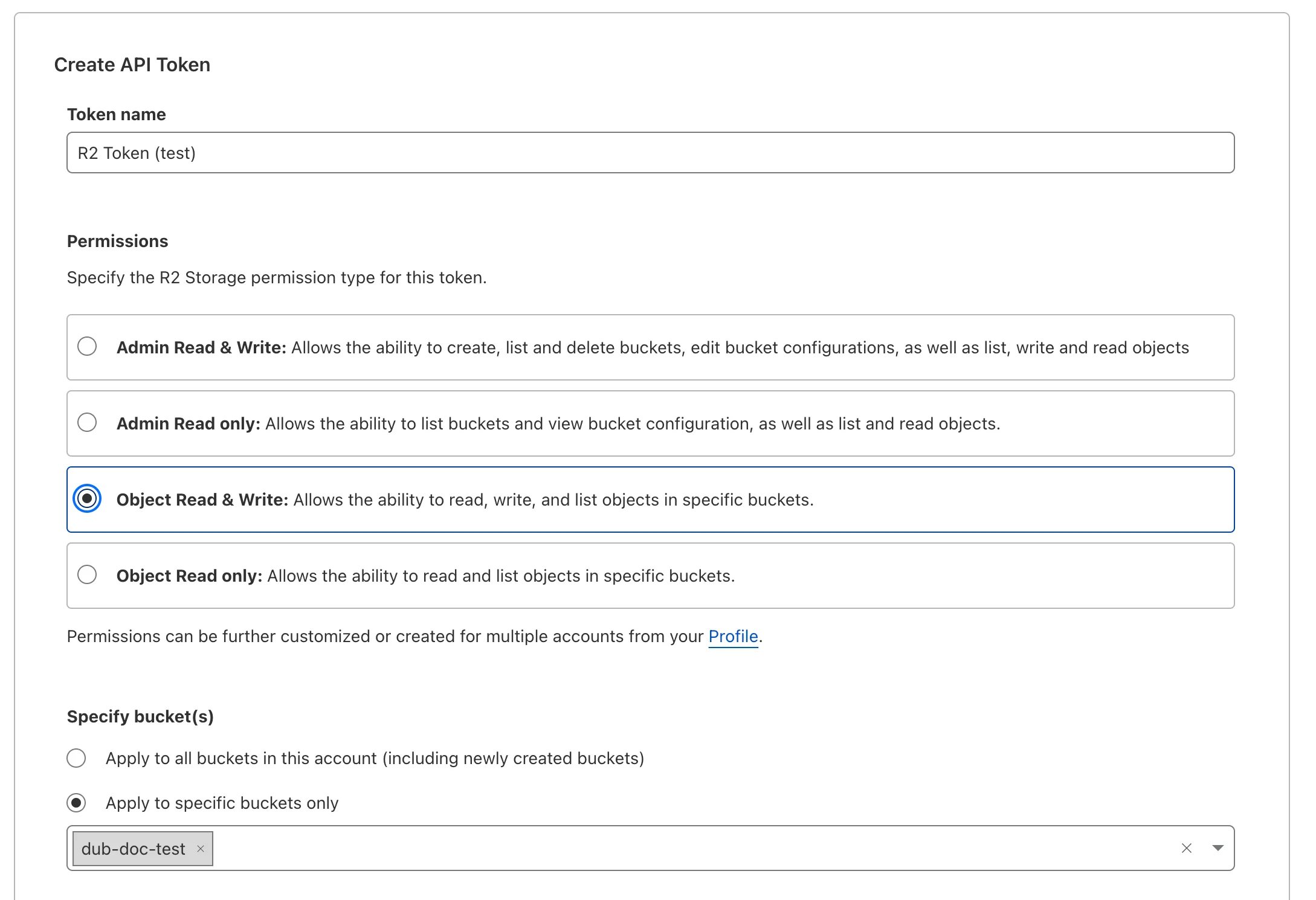Cloudflare R2 API token