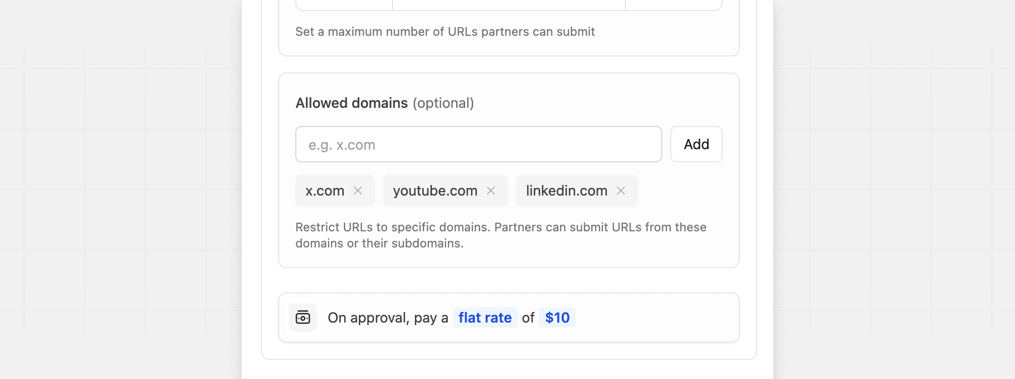 Allowed domains