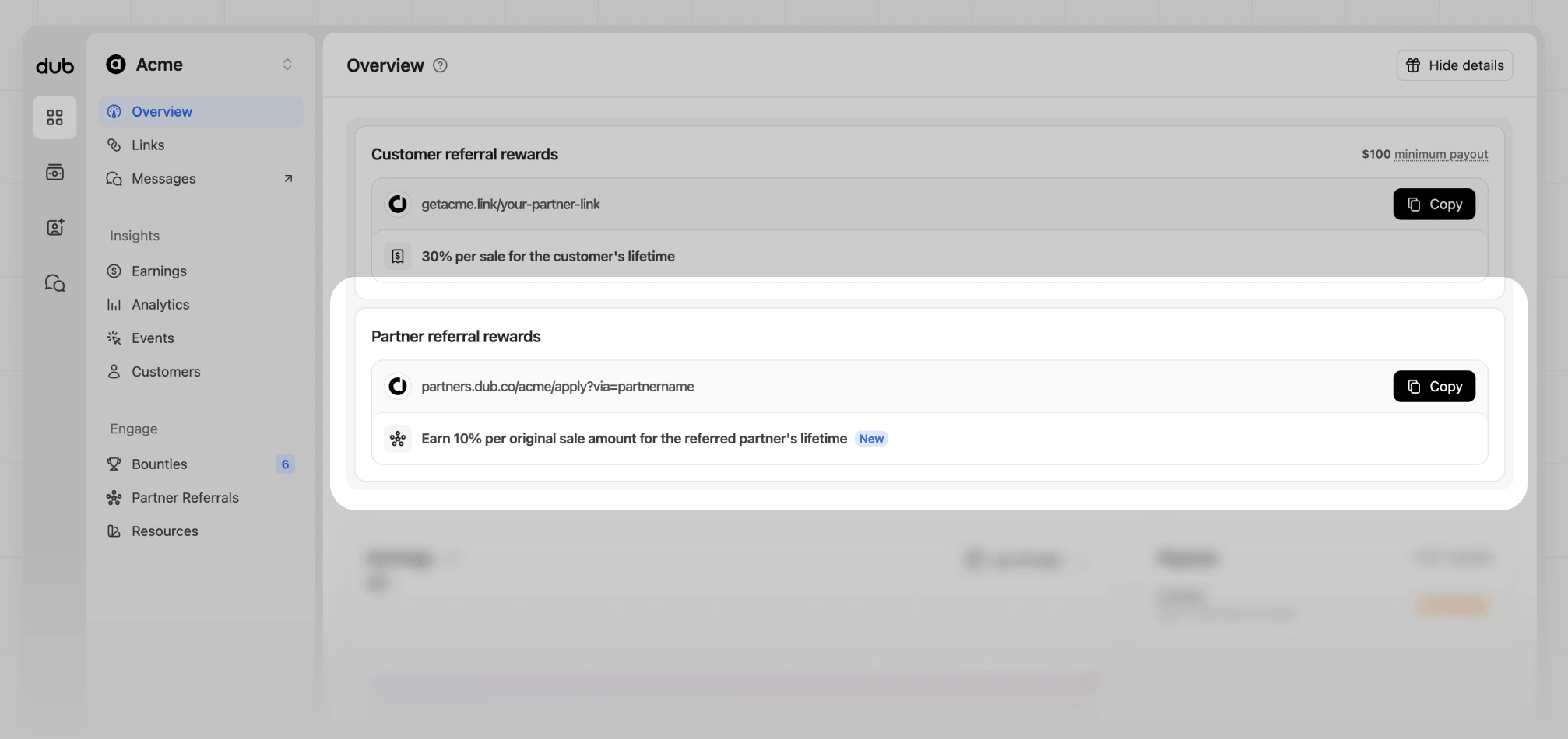 Partner referrals view