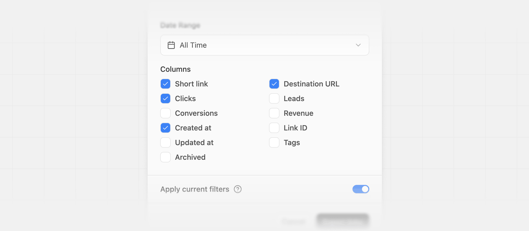 Select the columns that you want to export