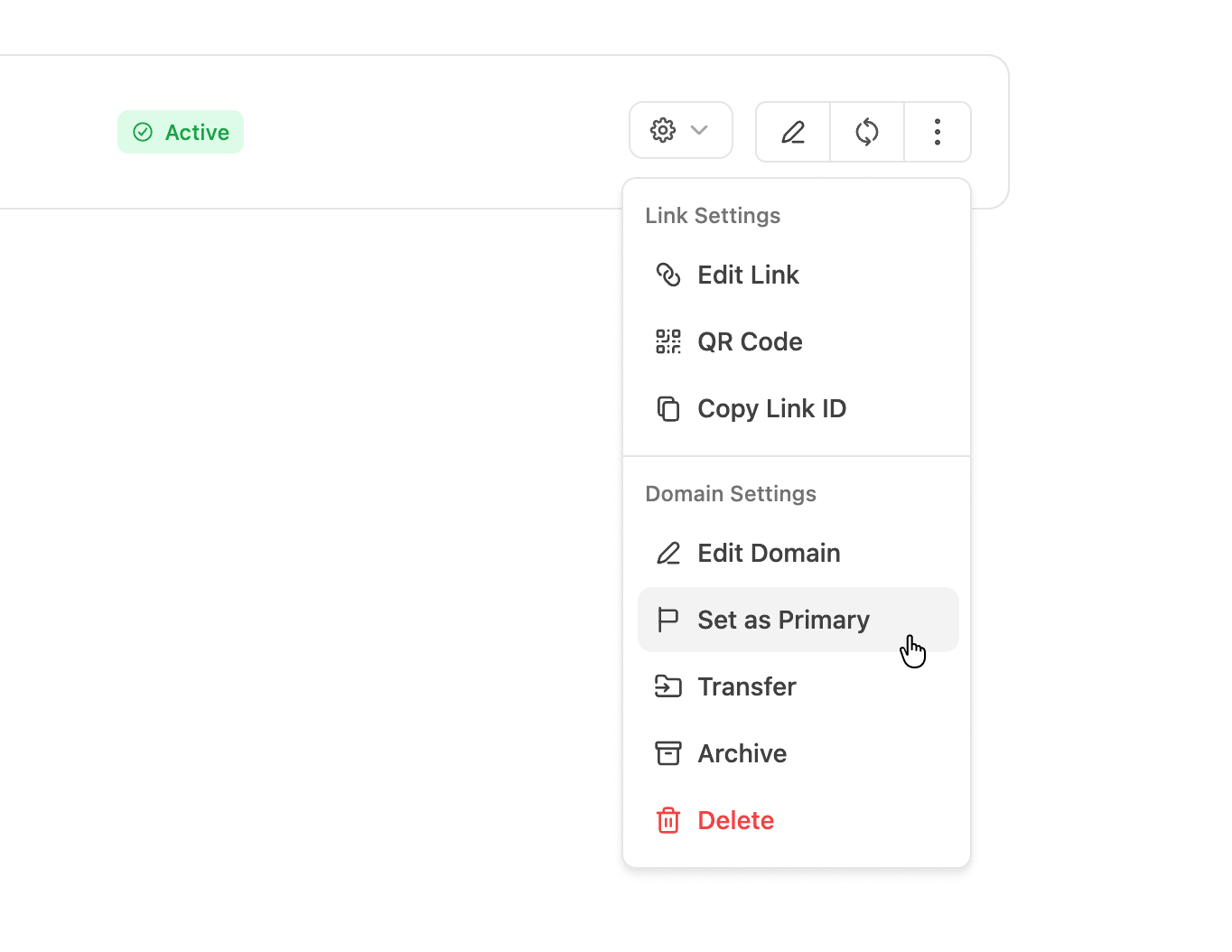 More options popover