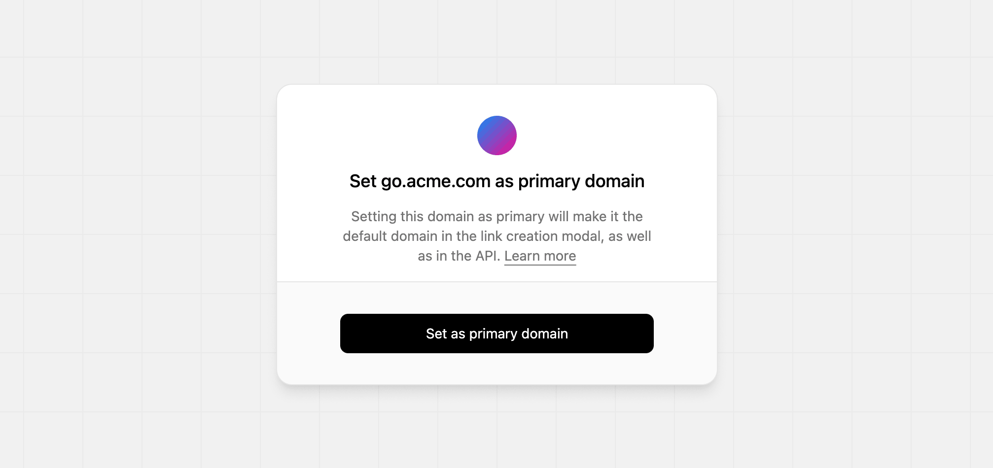 Set as primary domain modal