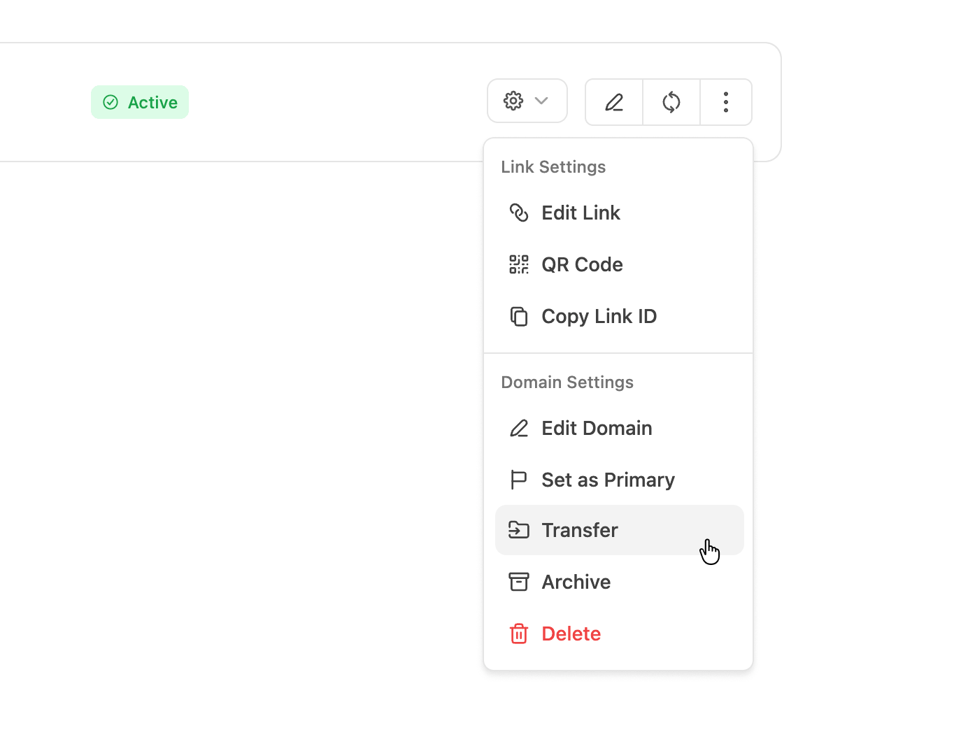 Transfer domain option