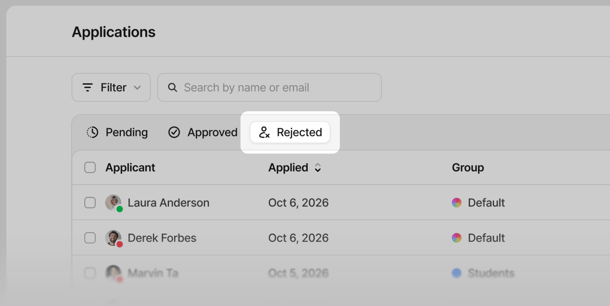 Application dropdown