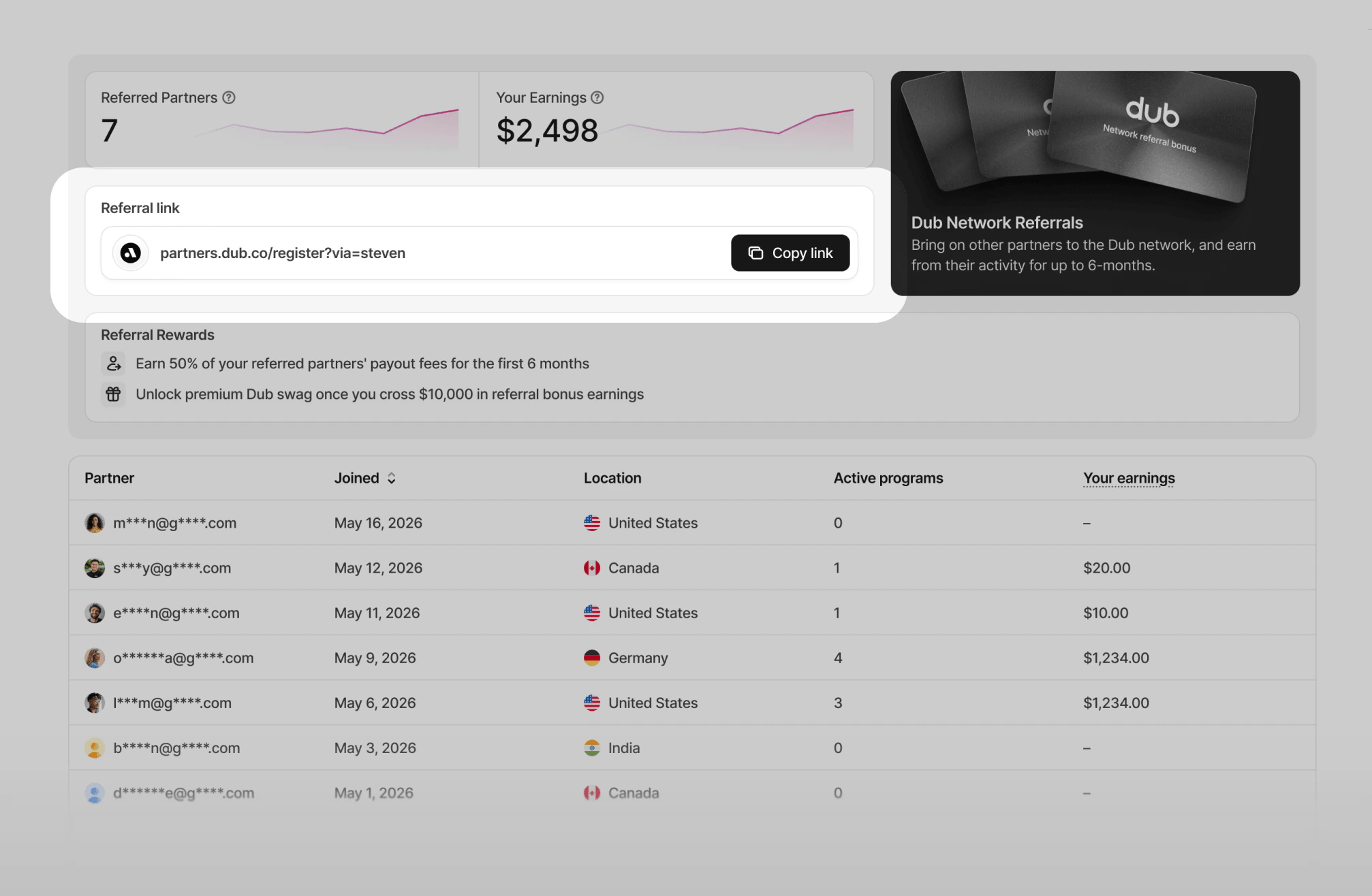 Network referral link