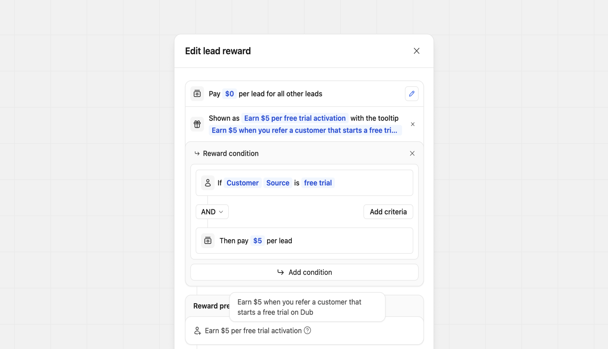 The lead reward free trial condition