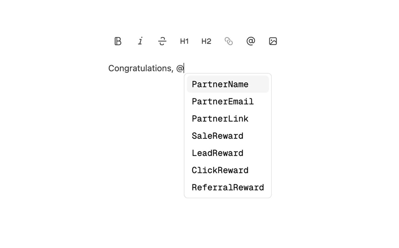 Partner email variables