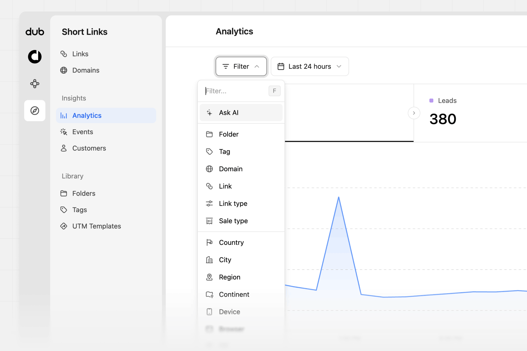 Analytics filter dropdown folder