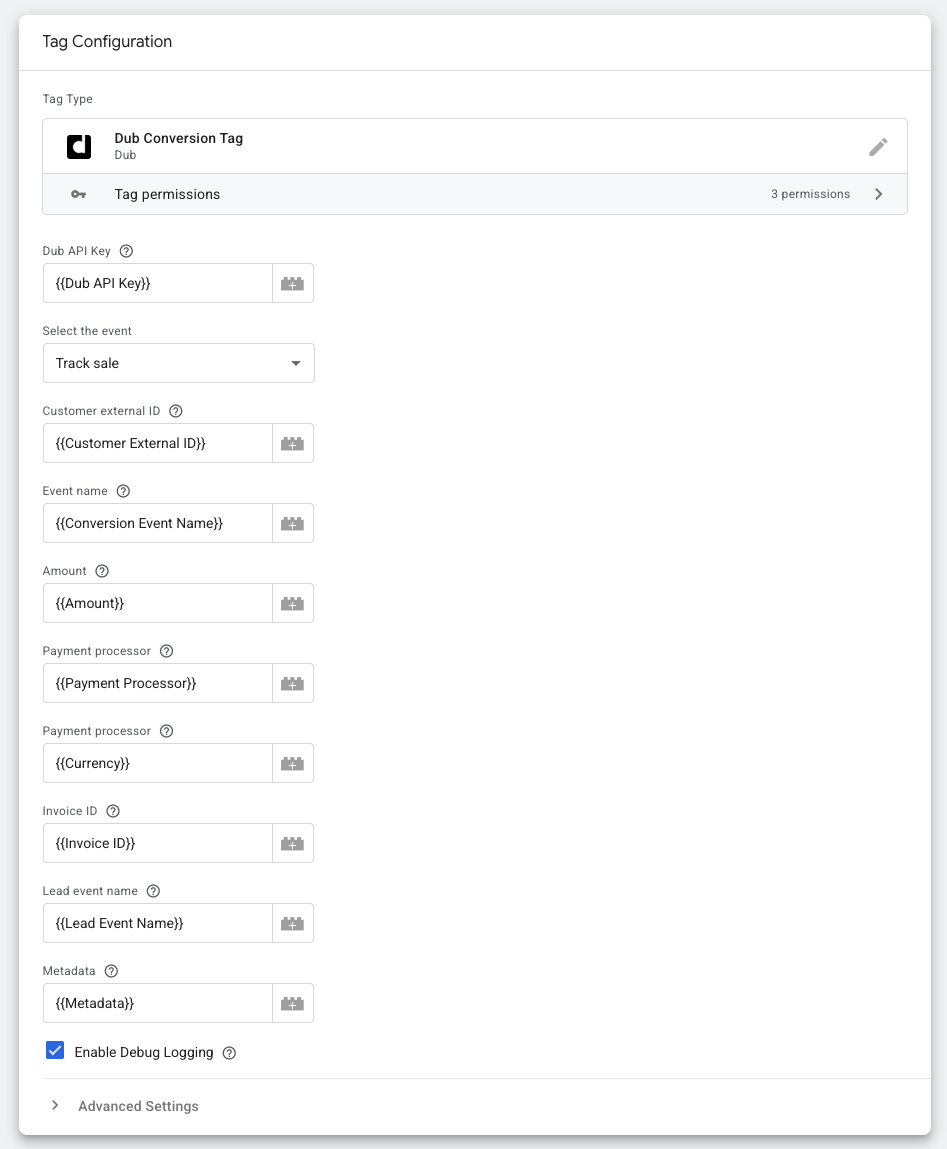 GTM Sales Tracking Tag