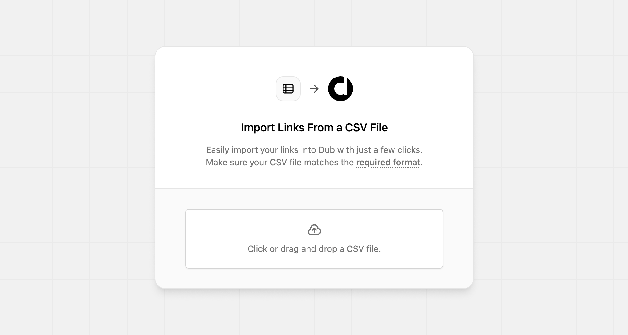 CSV import modal