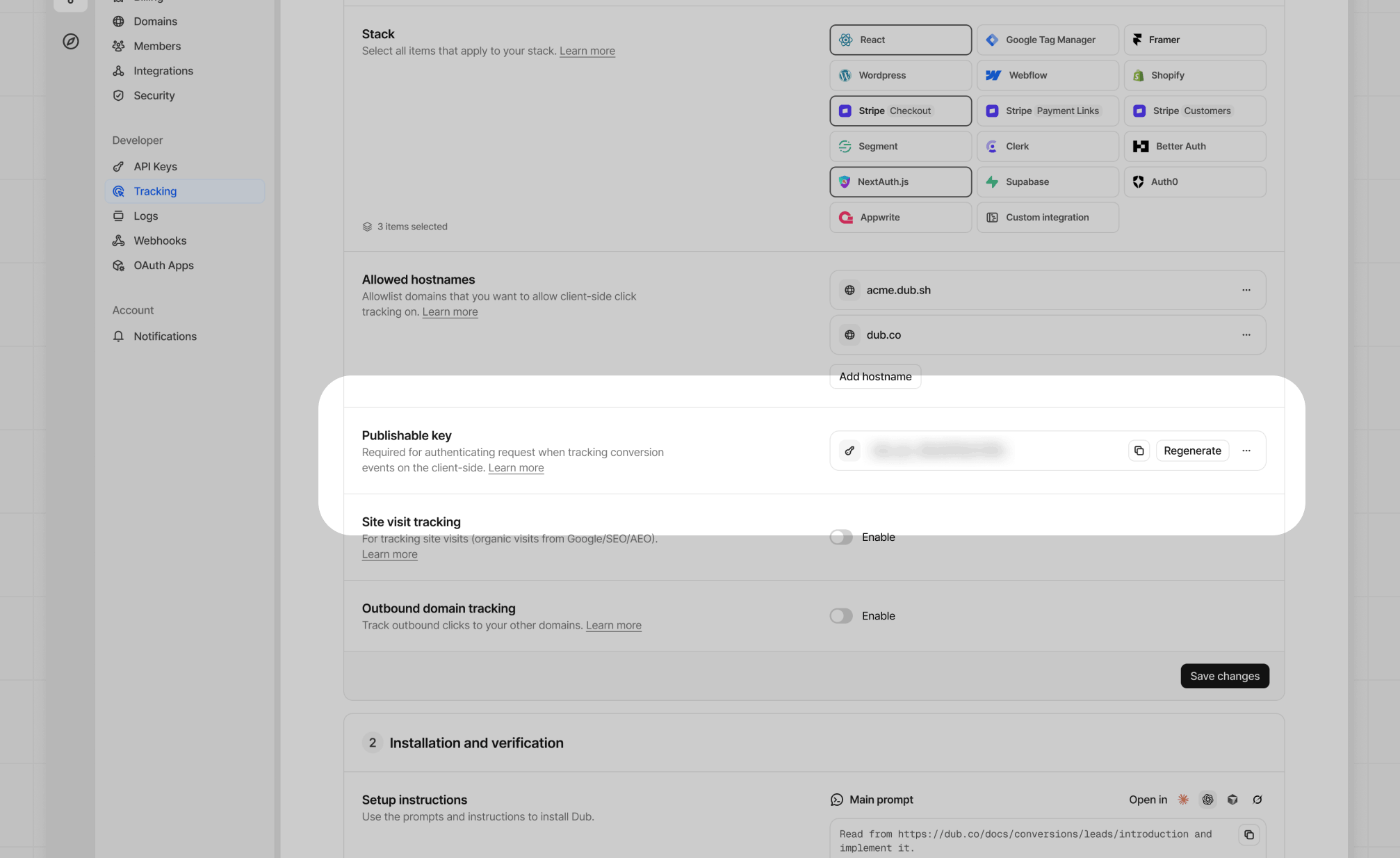 Enabling conversion tracking for a workspace