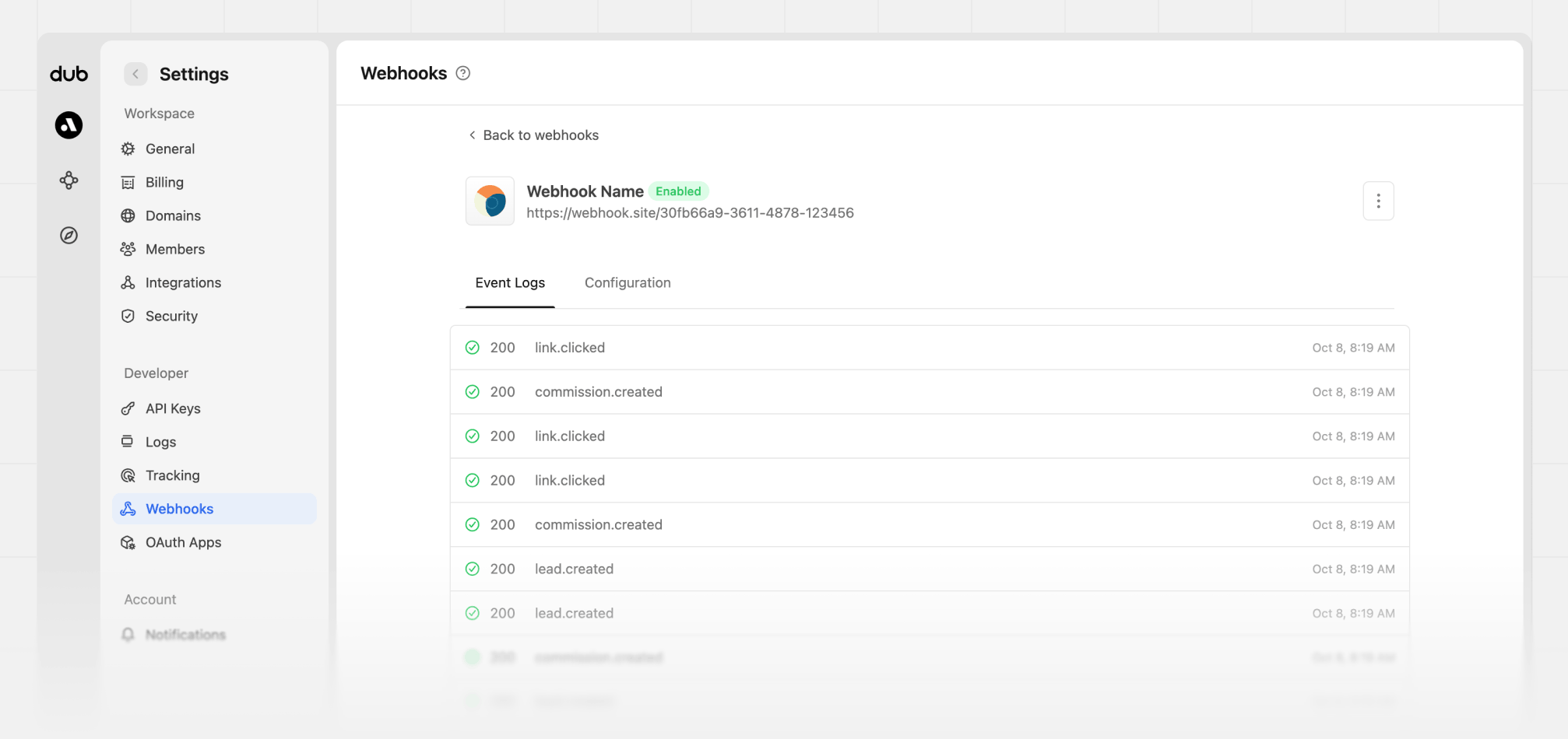 Webhook Event Logs