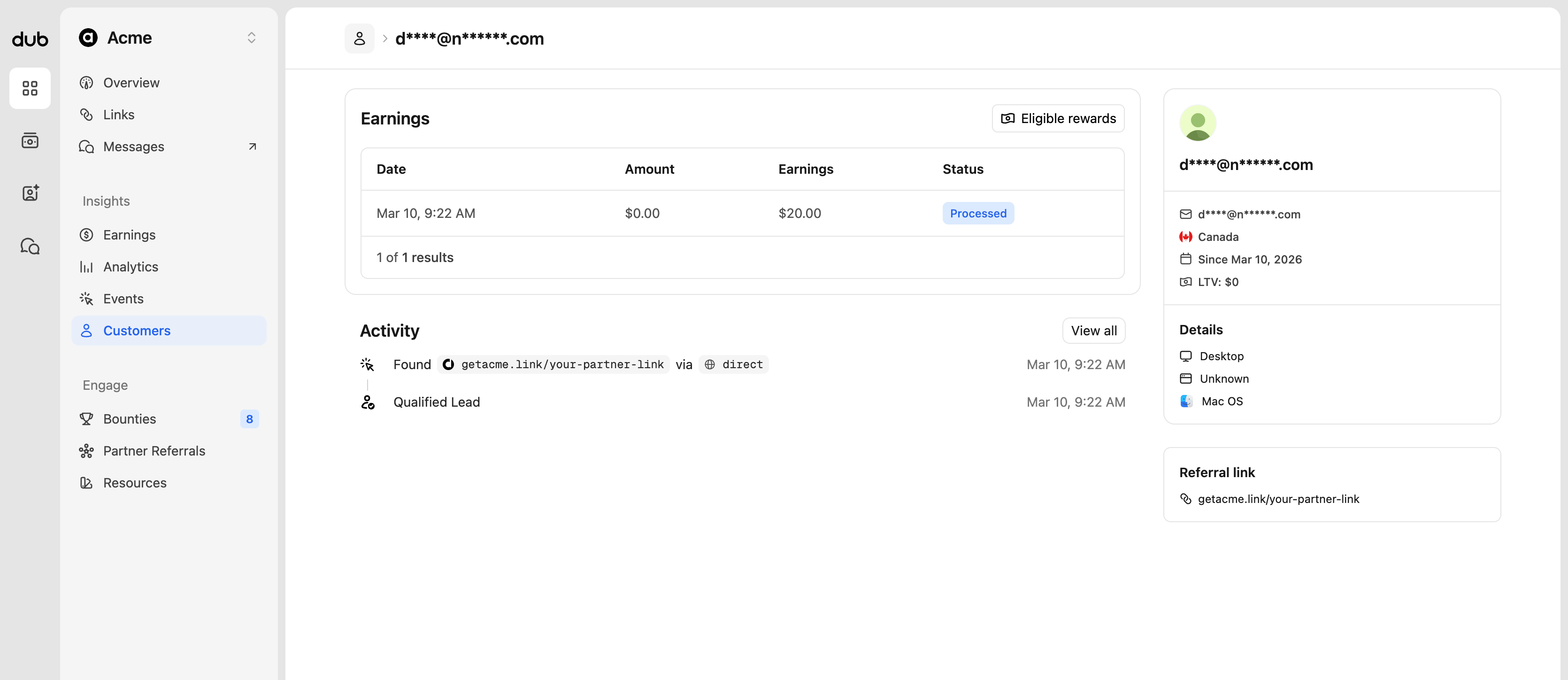 Customer details