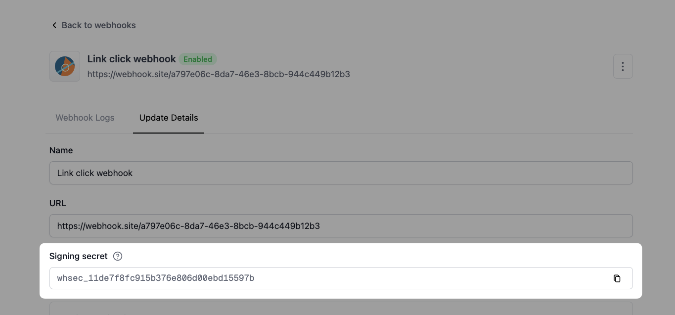 Webhook signing secret