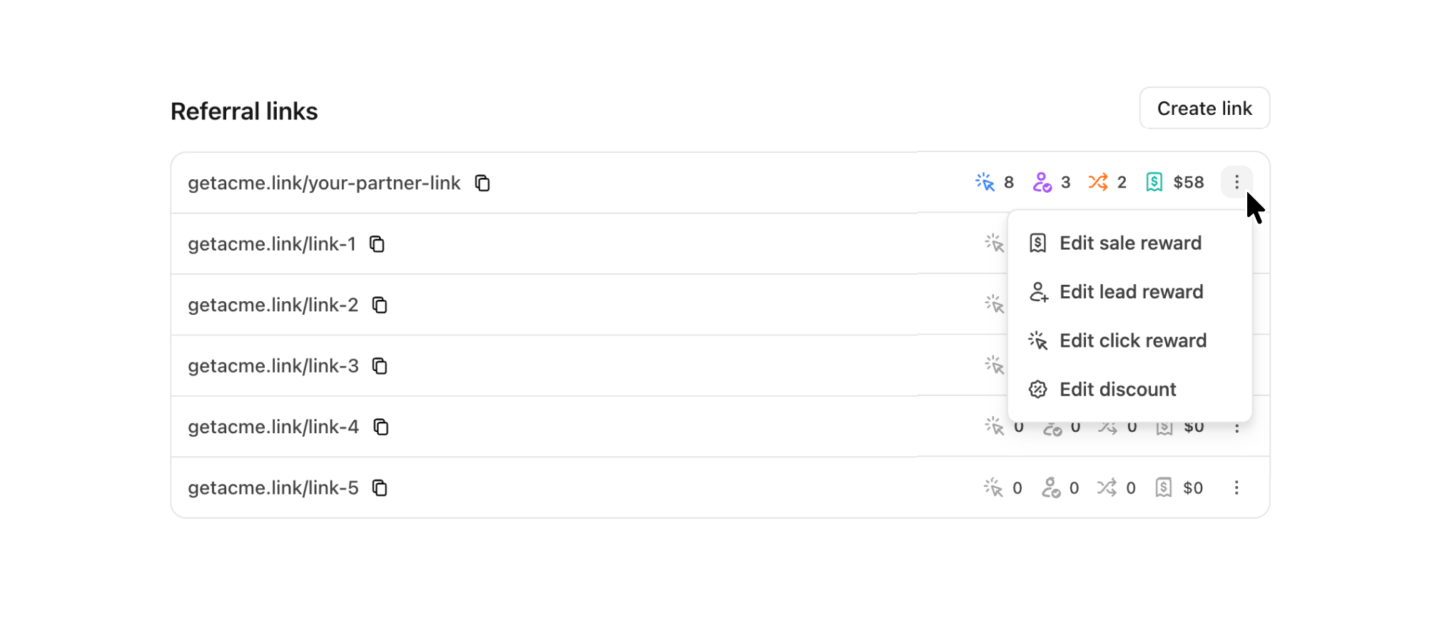 Partner links dropdown