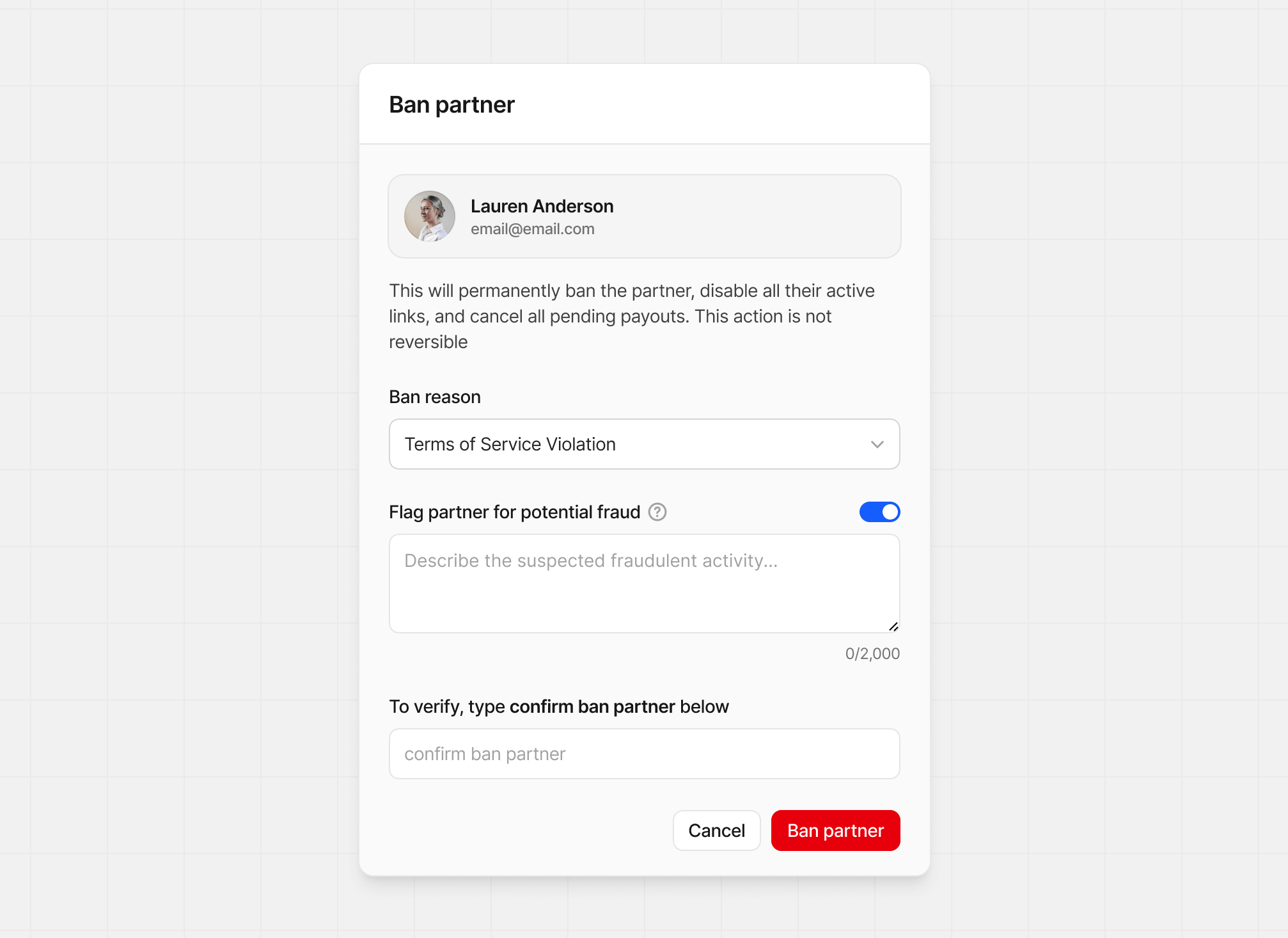 Report partner to Dub