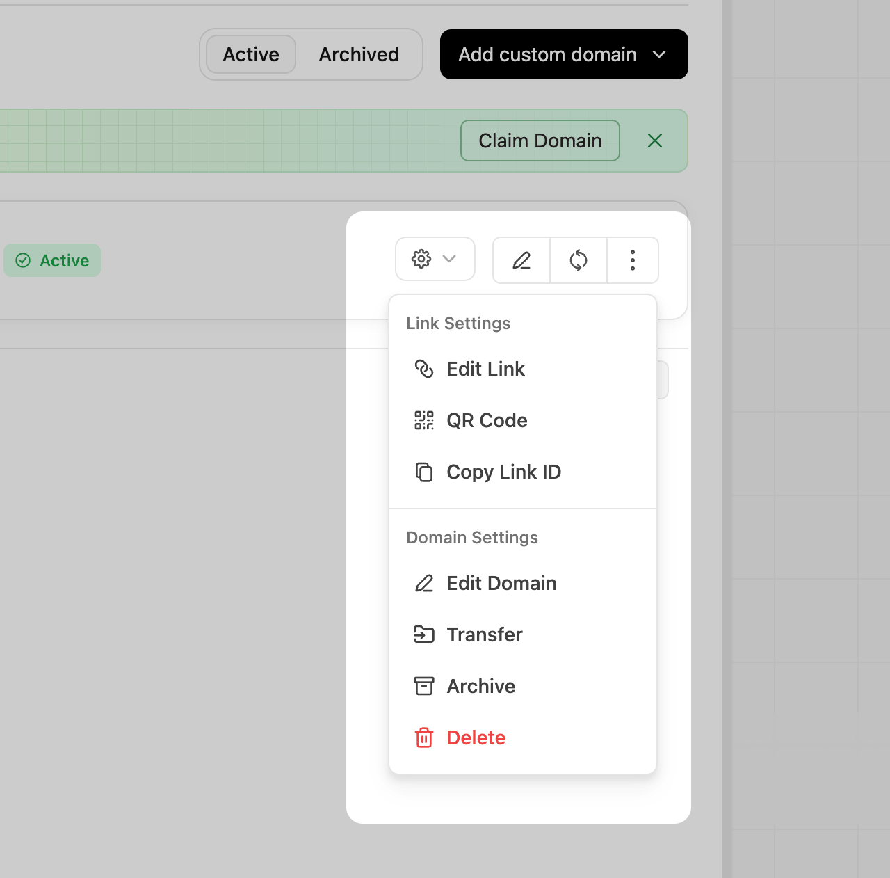 More options popover