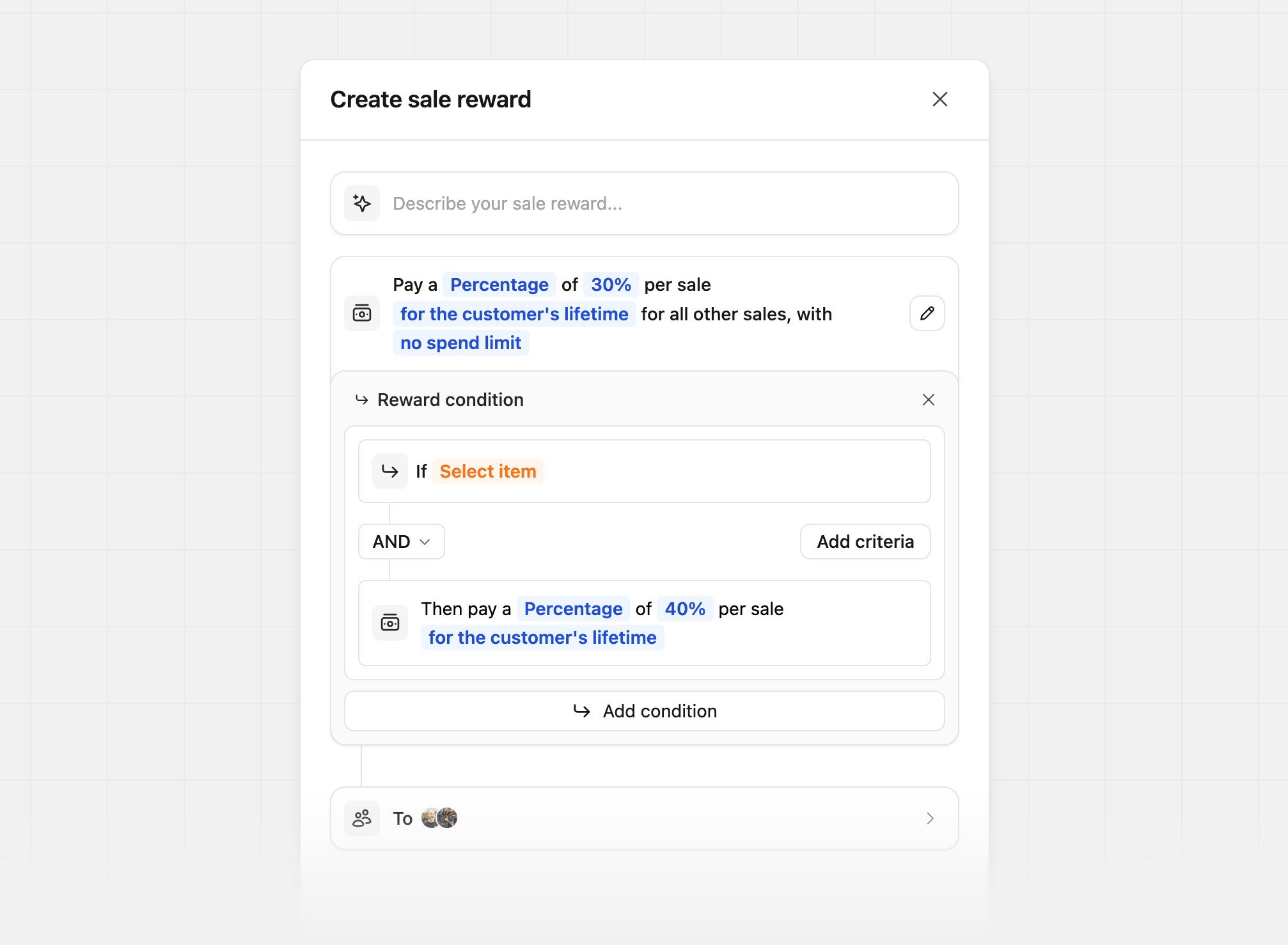 Initial create sale reward state
