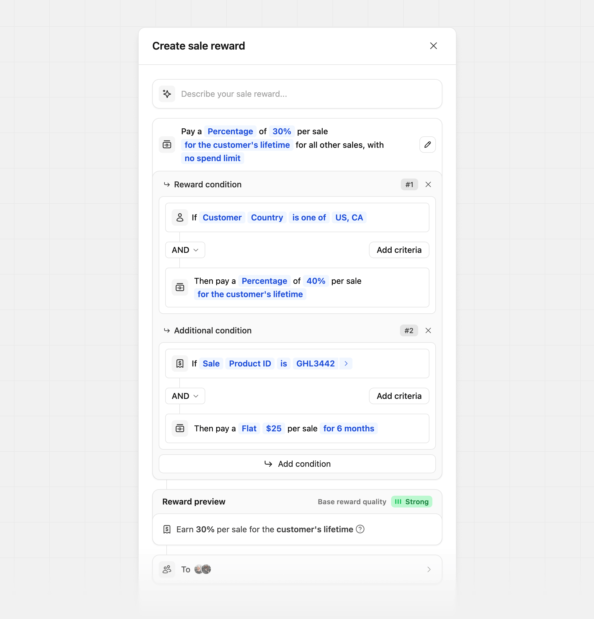 Initial create sale reward state