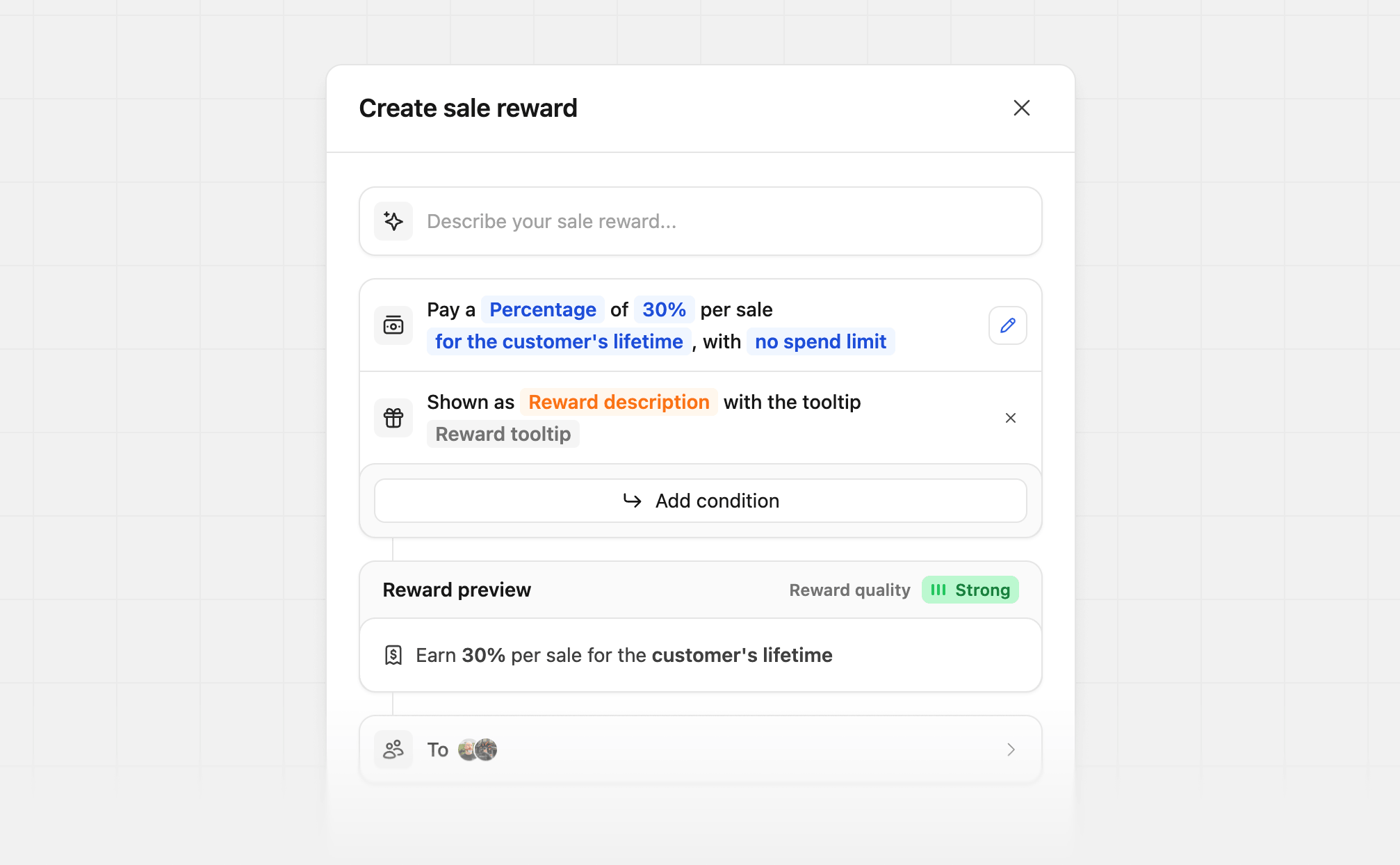 Custom reward description