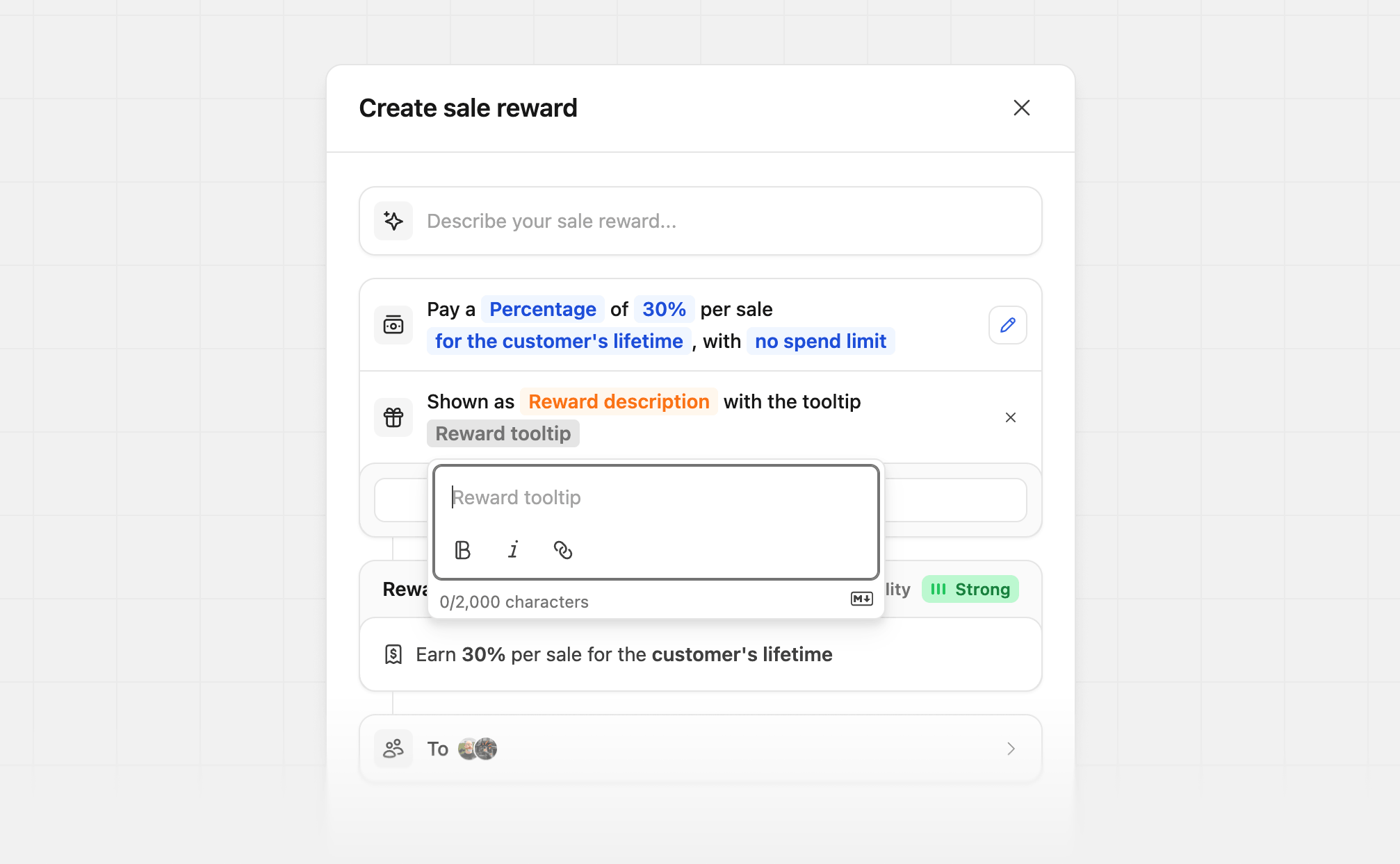 Editing the reward description