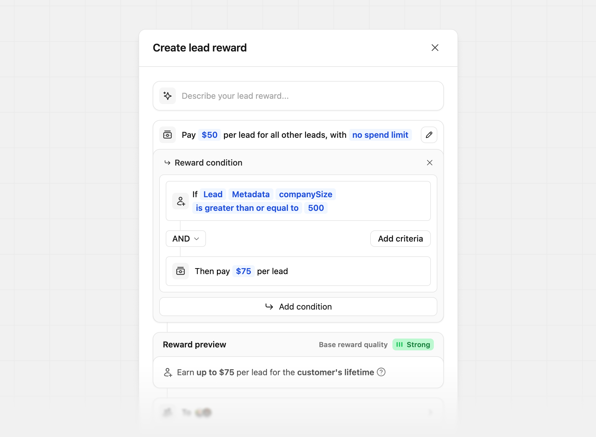 Reward builder metadata lead example