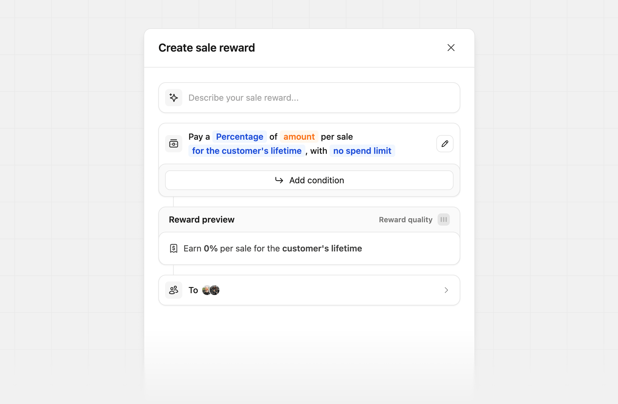 Initial create sale reward state