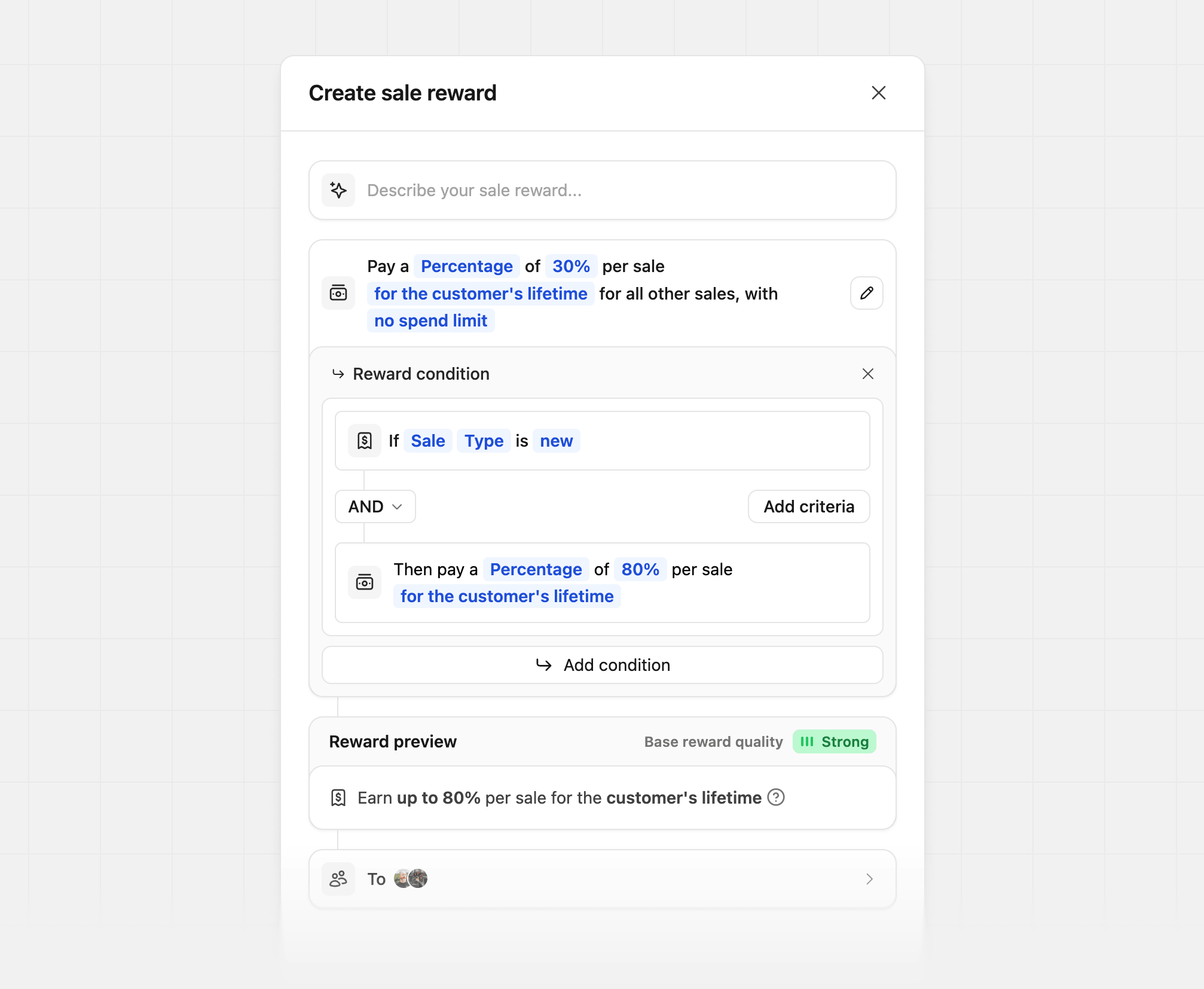 First-sale bonus selected condition example