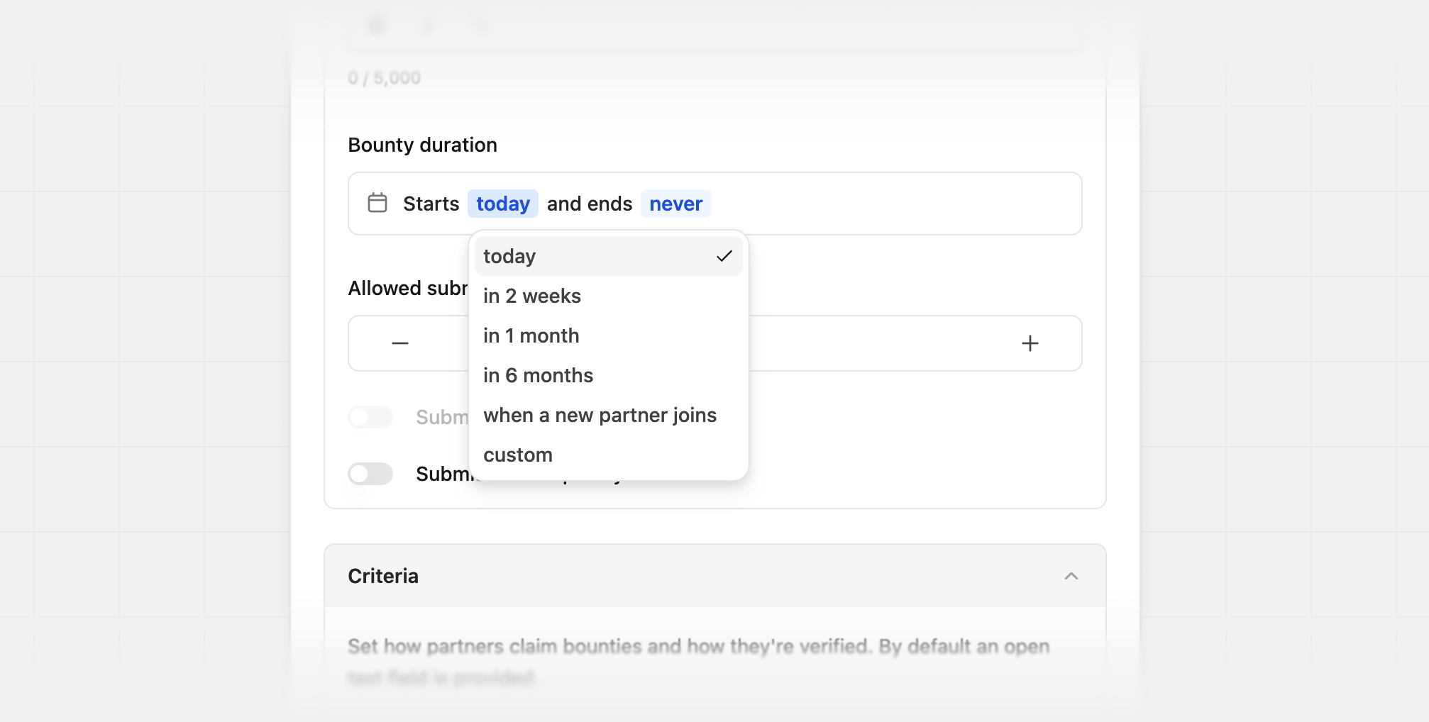 Bounty start date