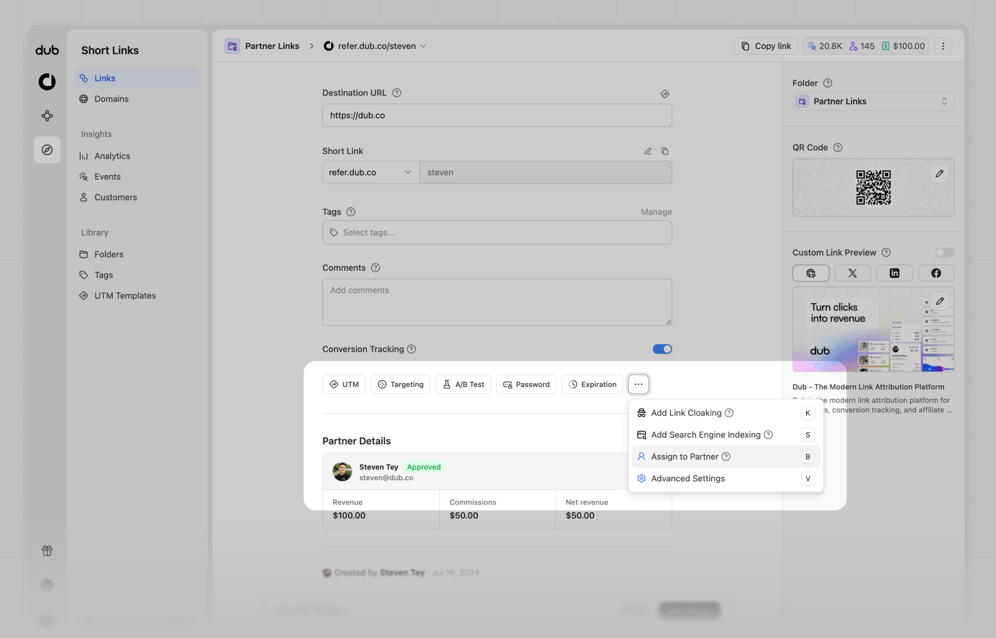 Link dropdown