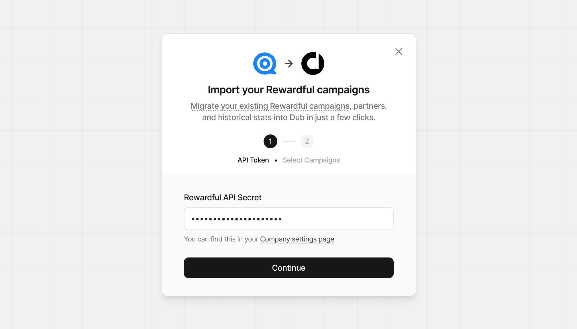 Import Rewardful modal