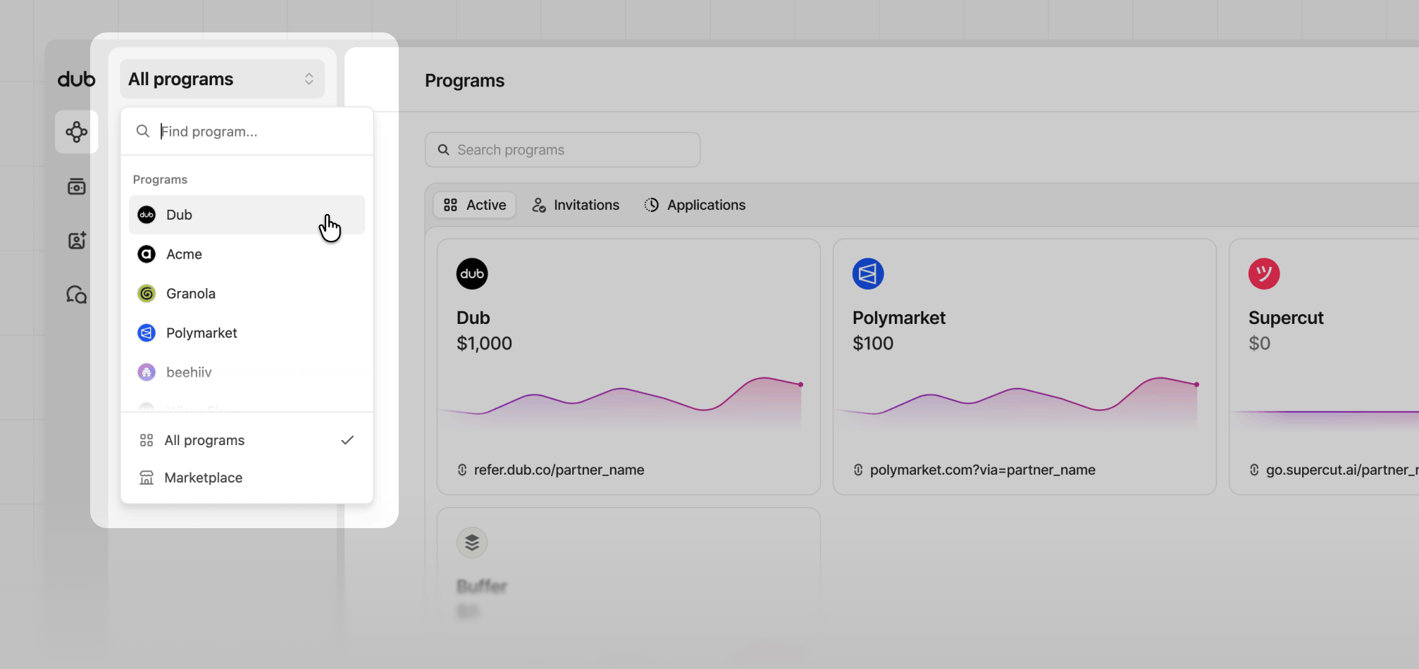 Program dropdown