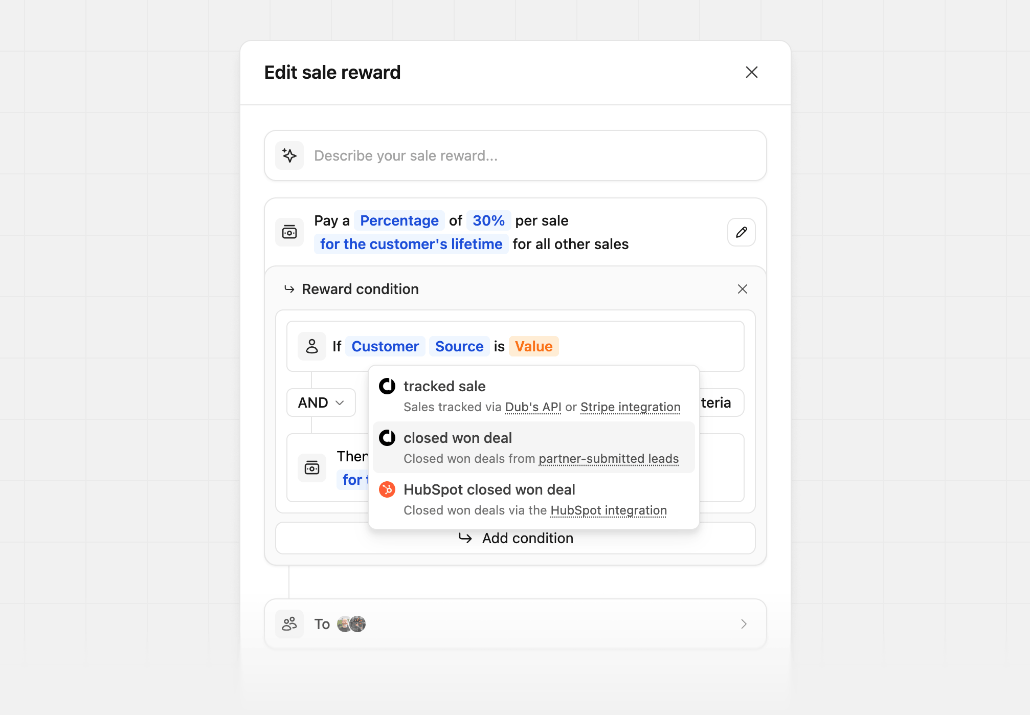 Create submitted lead sale reward