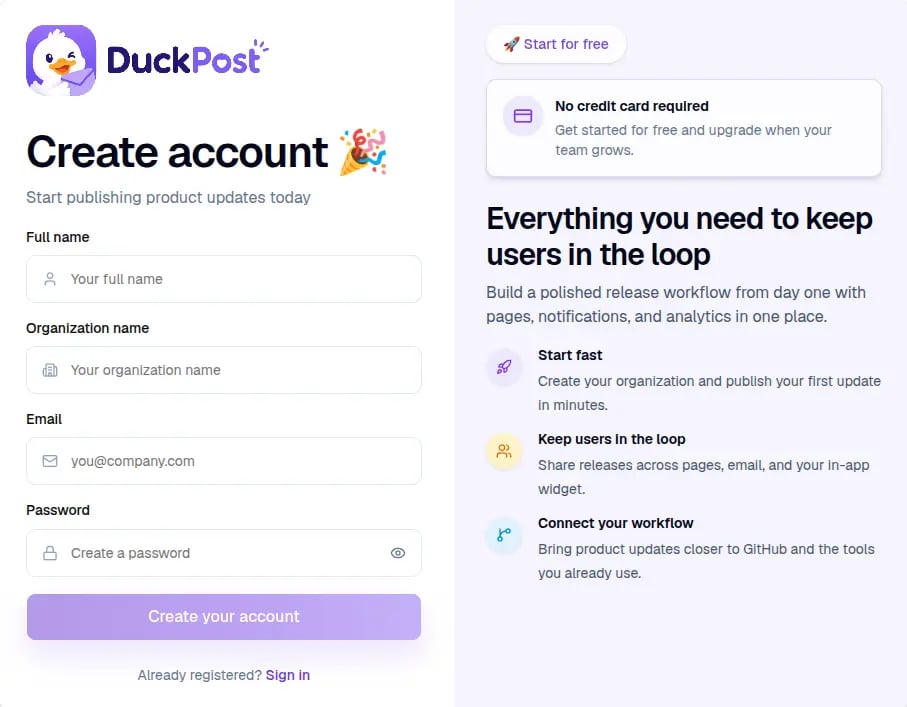 DuckPost account registration illustration
