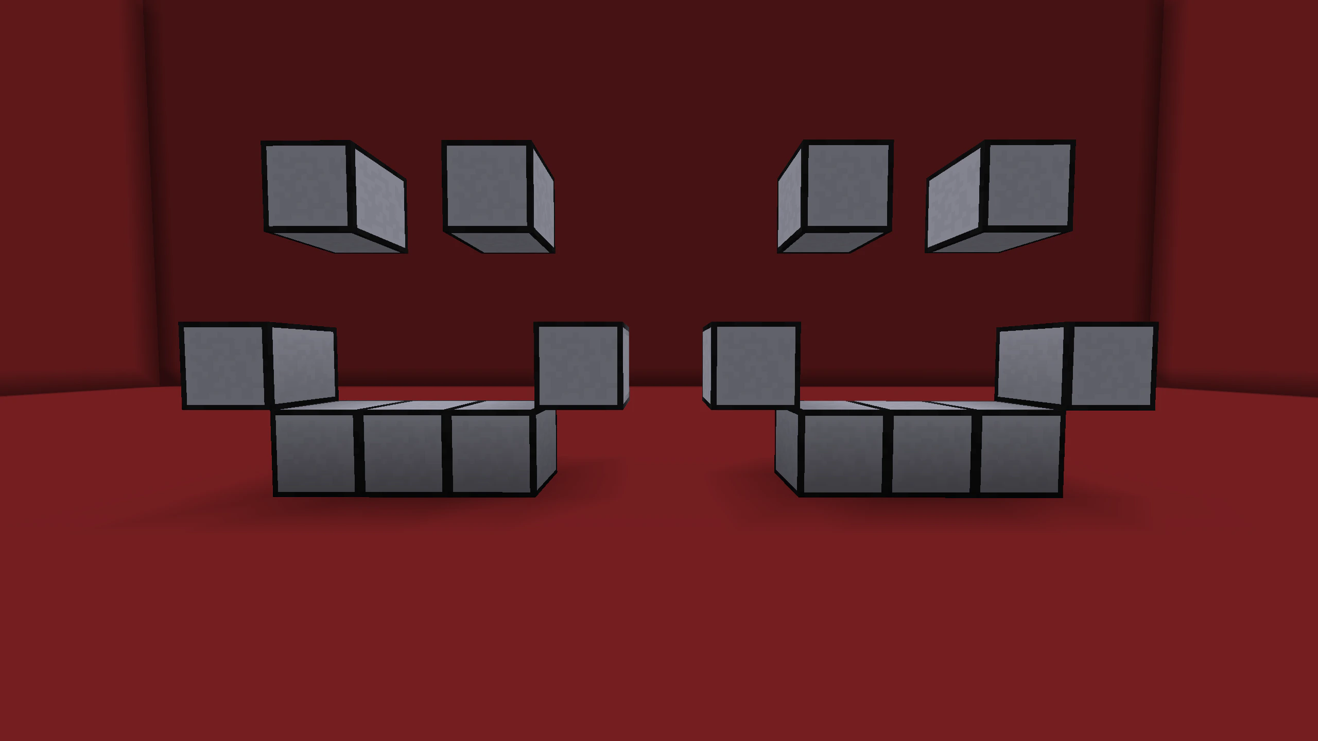 Two adjacent smiley faces built with Dye Template blocks