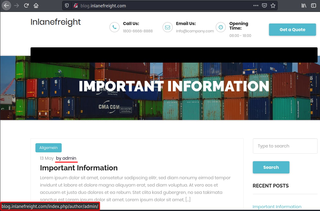 Post author link showing admin user