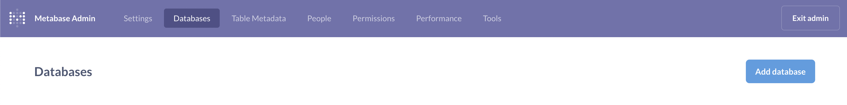Metabase step 2: Go to Databases