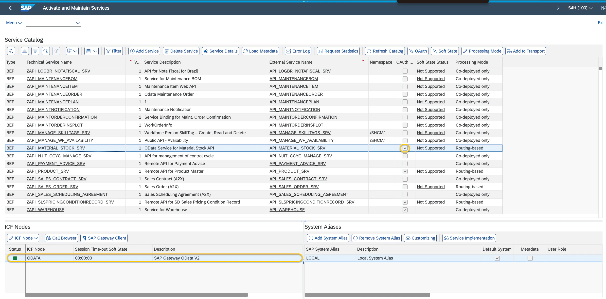 Verifying OAuth enabled for the service