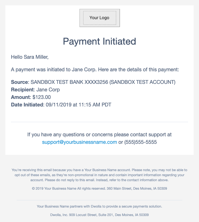 Operational Notifications email template