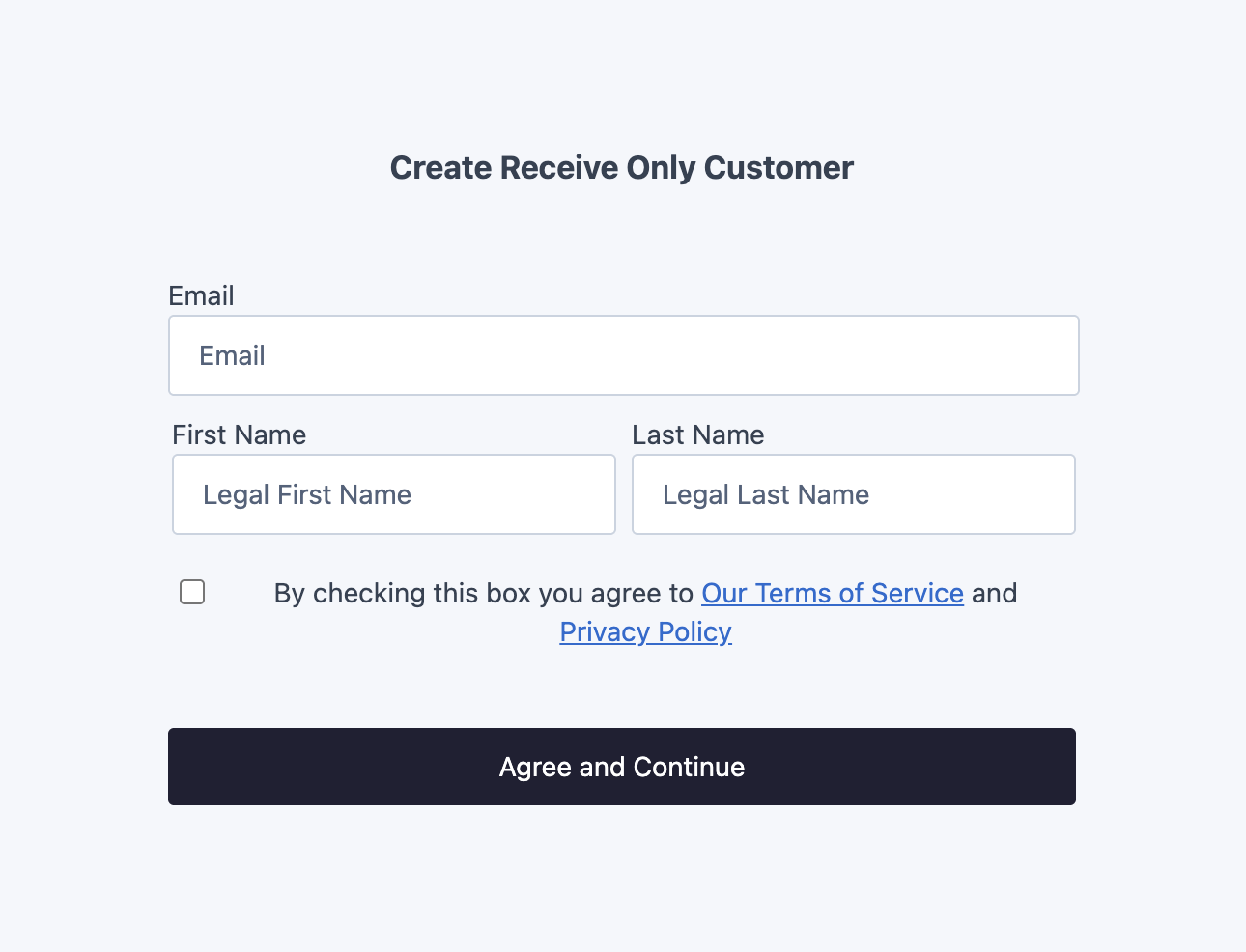 Create a Receive Only User Drop-in Component