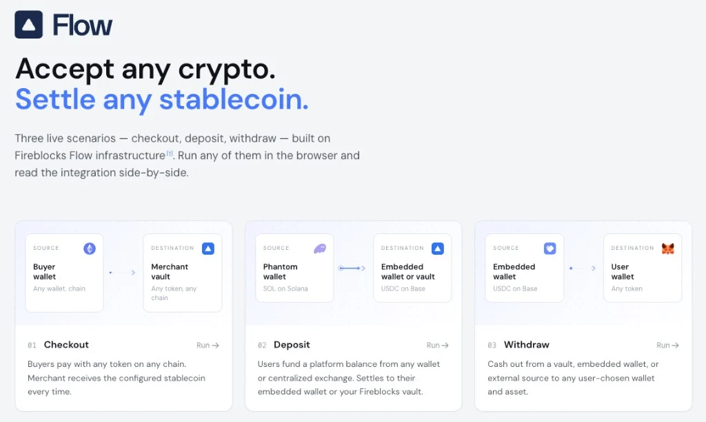 Flow checkout demo — accept any crypto, settle any stablecoin