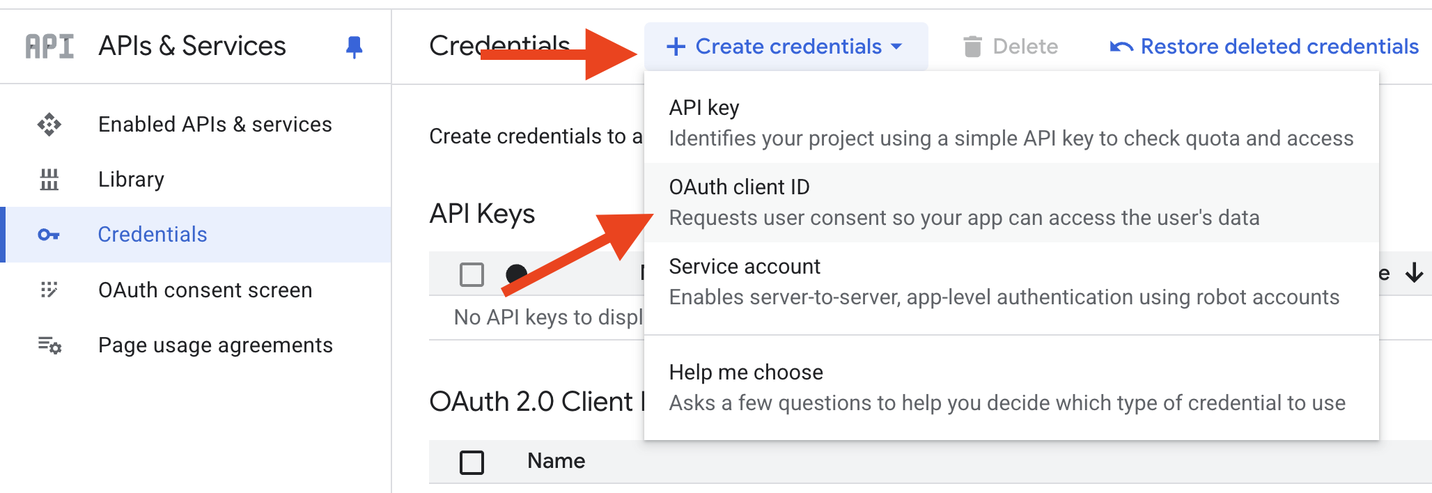 Google OAuth credentials