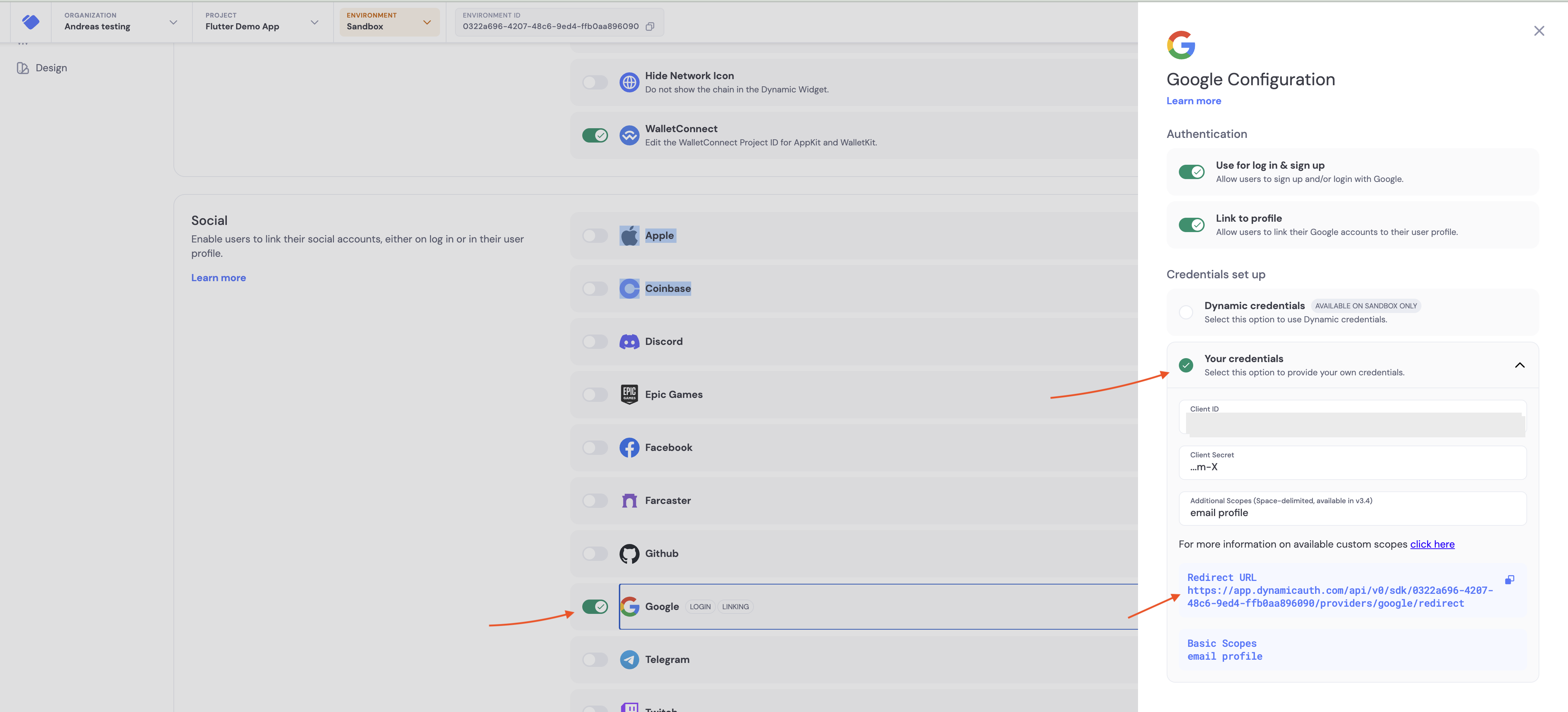 Google login enabled