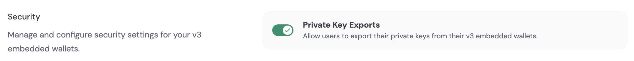 Private Key Export Toggle